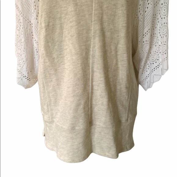 Anthropologie Akemi + Kin Eyelet Scalloped Lace Crochet Sweatshirt Tunic Top XS - Picture 5 of 14